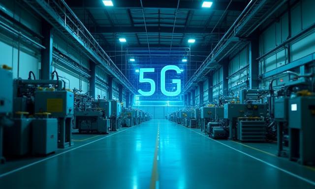 Industrial facility with 5G connectivity overlay.