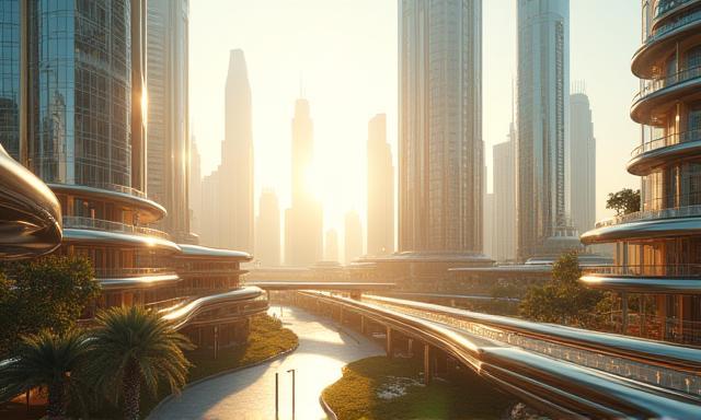 Modern architecture of a smart district in Dubai.